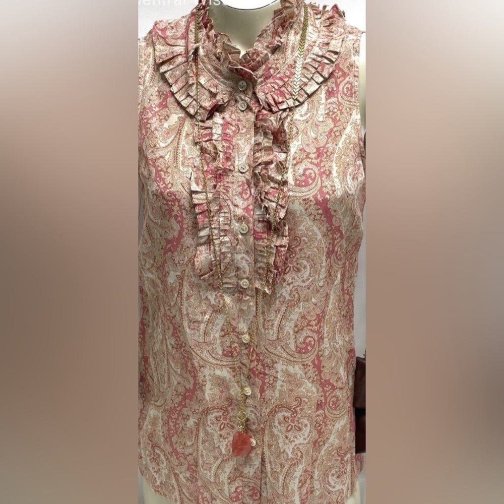 Sz 4 NWT J. Crew sleeveless top with regular ruffled button up front